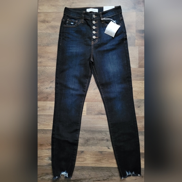 KanCan Indigo Blue Button-Fly Jeans 5/26 - Picture 1 of 2